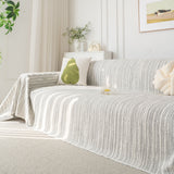 Summer Cooling Ice Silk Sofa Cover, Textured Stripe Soft Breathable Couch Throw Cover - Ornate Home