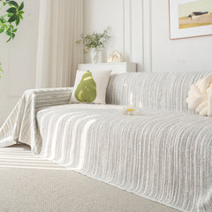 Summer Cooling Ice Silk Sofa Cover, Textured Stripe Soft Breathable Couch Throw Cover - Ornate Home