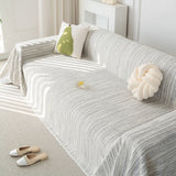 Summer Cooling Ice Silk Sofa Cover, Textured Stripe Soft Breathable Couch Throw Cover - Ornate Home