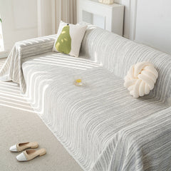 Summer Cooling Ice Silk Sofa Cover, Textured Stripe Soft Breathable Couch Throw Cover - Ornate Home