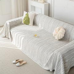 Summer Cooling Ice Silk Sofa Cover, Textured Stripe Soft Breathable Couch Throw Cover - Ornate Home