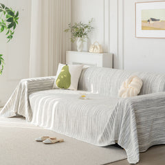 Summer Cooling Ice Silk Sofa Cover, Textured Stripe Soft Breathable Couch Throw Cover - Ornate Home