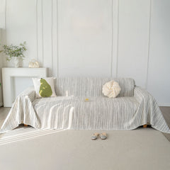 Summer Cooling Ice Silk Sofa Cover, Textured Stripe Soft Breathable Couch Throw Cover - Ornate Home