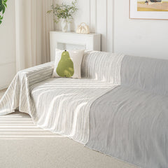 Summer Cooling Ice Silk Sofa Cover, Textured Stripe Soft Breathable Couch Throw Cover - Ornate Home