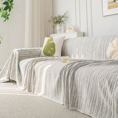 Summer Cooling Ice Silk Sofa Cover, Textured Stripe Soft Breathable Couch Throw Cover - Ornate Home