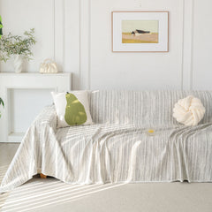 Summer Cooling Ice Silk Sofa Cover, Textured Stripe Soft Breathable Couch Throw Cover - Ornate Home