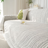 Summer Cooling Ice Silk Sofa Cover, Textured Stripe Soft Breathable Couch Throw Cover - Ornate Home