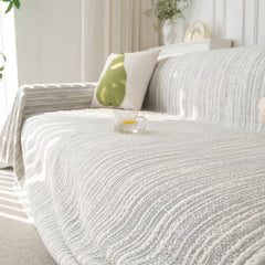 Summer Cooling Ice Silk Sofa Cover, Textured Stripe Soft Breathable Couch Throw Cover - Ornate Home