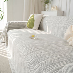 Summer Cooling Ice Silk Sofa Cover, Textured Stripe Soft Breathable Couch Throw Cover - Ornate Home