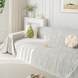 Summer Cooling Ice Silk Sofa Cover, Textured Stripe Soft Breathable Couch Throw Cover - Ornate Home