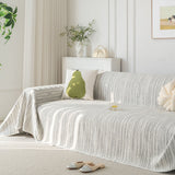 Summer Cooling Ice Silk Sofa Cover, Textured Stripe Soft Breathable Couch Throw Cover - Ornate Home