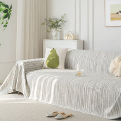 Summer Cooling Ice Silk Sofa Cover, Textured Stripe Soft Breathable Couch Throw Cover - Ornate Home