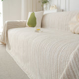 Summer Cooling Ice Silk Sofa Cover, Textured Stripe Soft Breathable Couch Throw Cover - Ornate Home