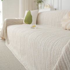 Summer Cooling Ice Silk Sofa Cover, Textured Stripe Soft Breathable Couch Throw Cover - Ornate Home