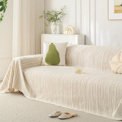 Summer Cooling Ice Silk Sofa Cover, Textured Stripe Soft Breathable Couch Throw Cover - Ornate Home