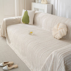Summer Cooling Ice Silk Sofa Cover, Textured Stripe Soft Breathable Couch Throw Cover - Ornate Home