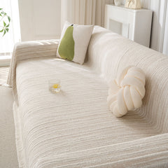 Summer Cooling Ice Silk Sofa Cover, Textured Stripe Soft Breathable Couch Throw Cover - Ornate Home