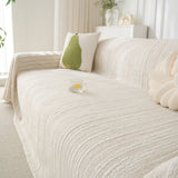 Summer Cooling Ice Silk Sofa Cover, Textured Stripe Soft Breathable Couch Throw Cover - Ornate Home