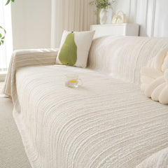 Summer Cooling Ice Silk Sofa Cover, Textured Stripe Soft Breathable Couch Throw Cover - Ornate Home