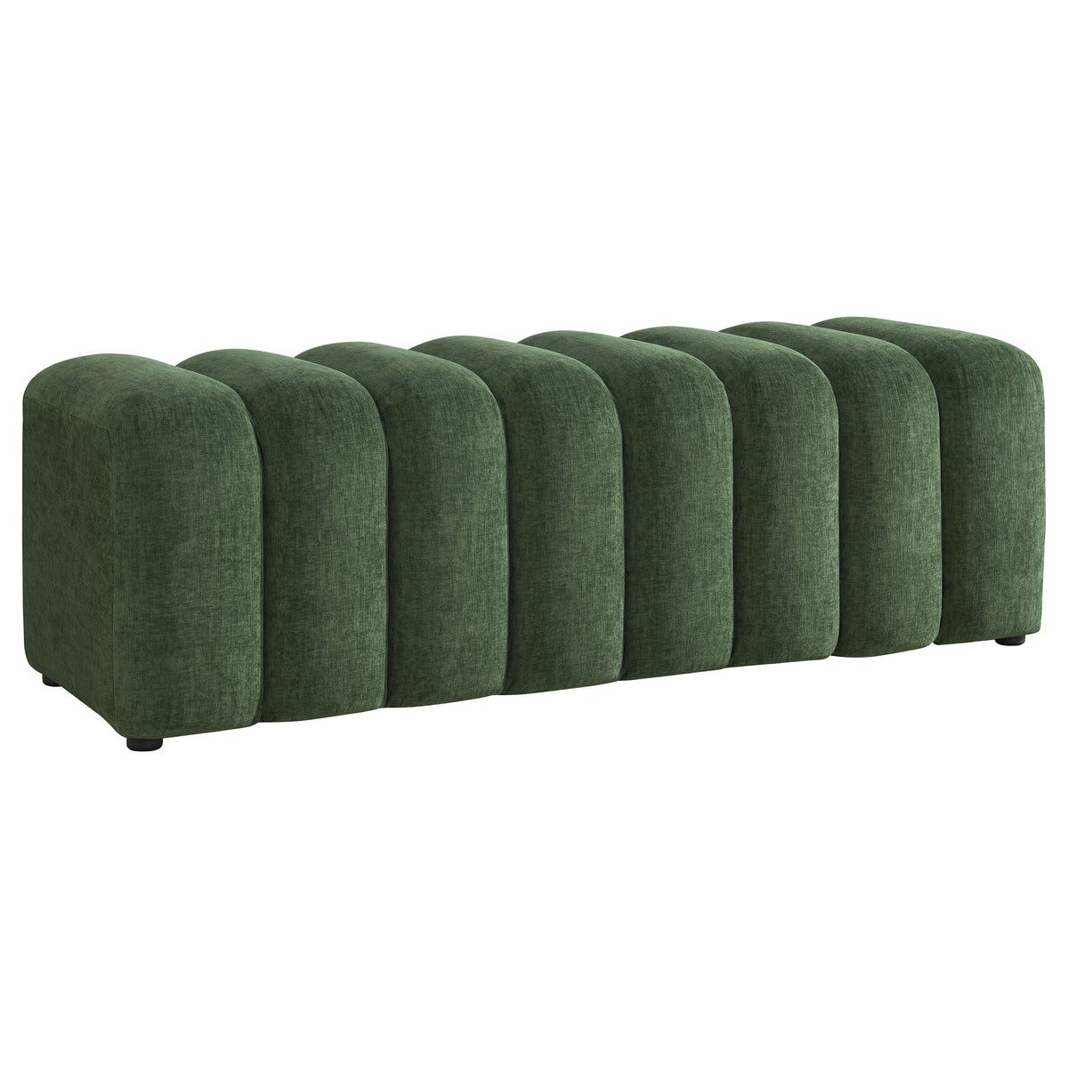 Summer Green Chenille Upholstered Channel Accent Bench - Ornate Home