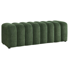 Summer Green Chenille Upholstered Channel Accent Bench - Ornate Home