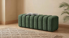 Summer Green Chenille Upholstered Channel Accent Bench - Ornate Home