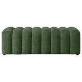 Summer Green Chenille Upholstered Channel Accent Bench - Ornate Home