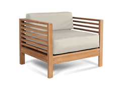 Summer Teak Canvas Outdoor Club Chair with Sunbrella® Cushion - Ornate Home