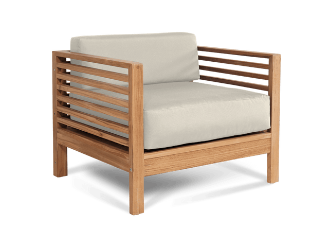 Summer Teak Canvas Outdoor Club Chair with Sunbrella® Cushion - Ornate Home