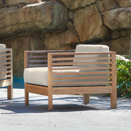 Summer Teak Canvas Outdoor Club Chair with Sunbrella® Cushion - Ornate Home