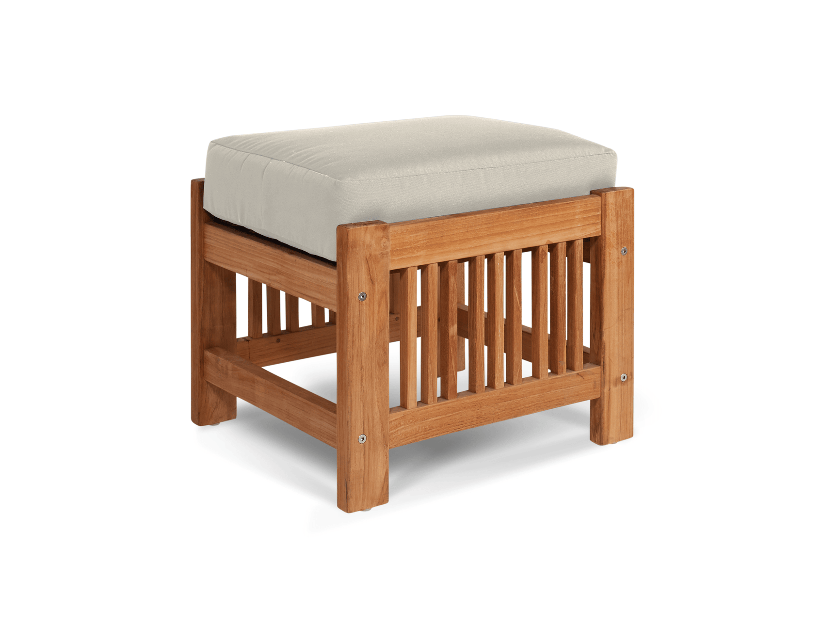 Summer Teak Canvas Outdoor Ottoman with Sunbrella® Cushion - Ornate Home