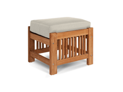 Summer Teak Canvas Outdoor Ottoman with Sunbrella® Cushion - Ornate Home