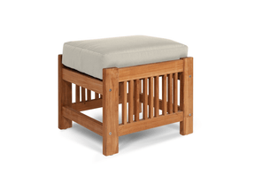 Summer Teak Canvas Outdoor Ottoman with Sunbrella® Cushion - Ornate Home