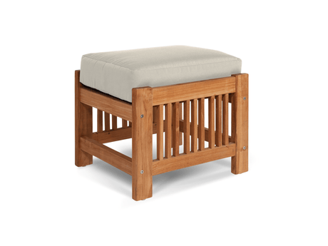 Summer Teak Canvas Outdoor Ottoman with Sunbrella® Cushion - Ornate Home