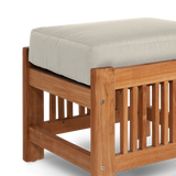 Summer Teak Canvas Outdoor Ottoman with Sunbrella® Cushion - Ornate Home