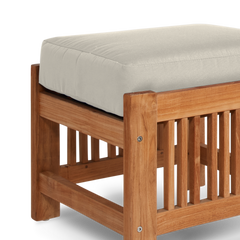 Summer Teak Canvas Outdoor Ottoman with Sunbrella® Cushion - Ornate Home