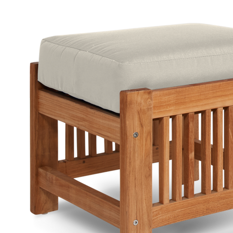 Summer Teak Canvas Outdoor Ottoman with Sunbrella® Cushion - Ornate Home