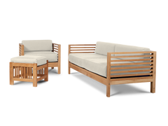 Summer Teak Canvas Outdoor Sofa with Sunbrella® Cushion - Ornate Home