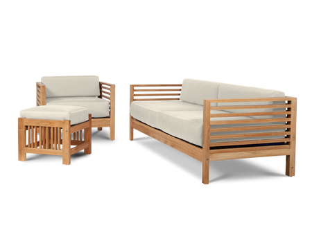 Summer Teak Canvas Outdoor Sofa with Sunbrella® Cushion - Ornate Home