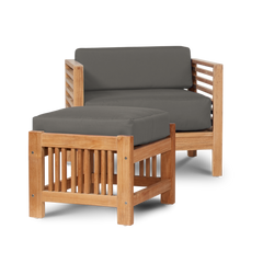 Summer Teak Charcoal Outdoor Club Chair with Sunbrella® Cushion - Ornate Home