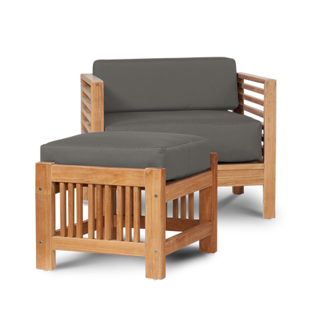 Summer Teak Charcoal Outdoor Club Chair with Sunbrella® Cushion - Ornate Home