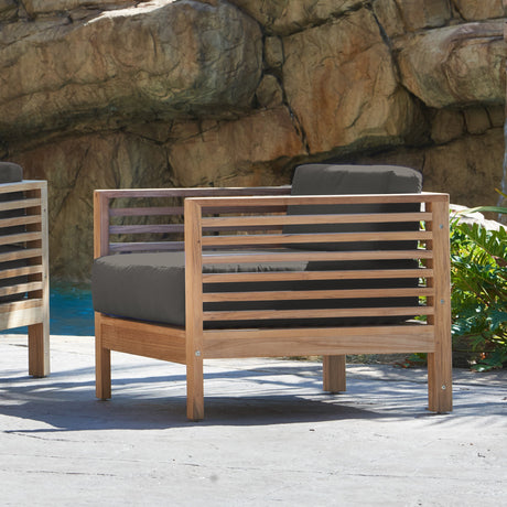 Summer Teak Charcoal Outdoor Club Chair with Sunbrella® Cushion - Ornate Home