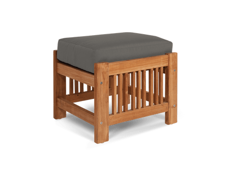 Summer Teak Charcoal Outdoor Ottoman with Sunbrella® Cushion - Ornate Home