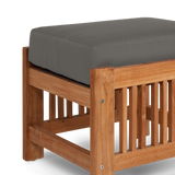 Summer Teak Charcoal Outdoor Ottoman with Sunbrella® Cushion - Ornate Home