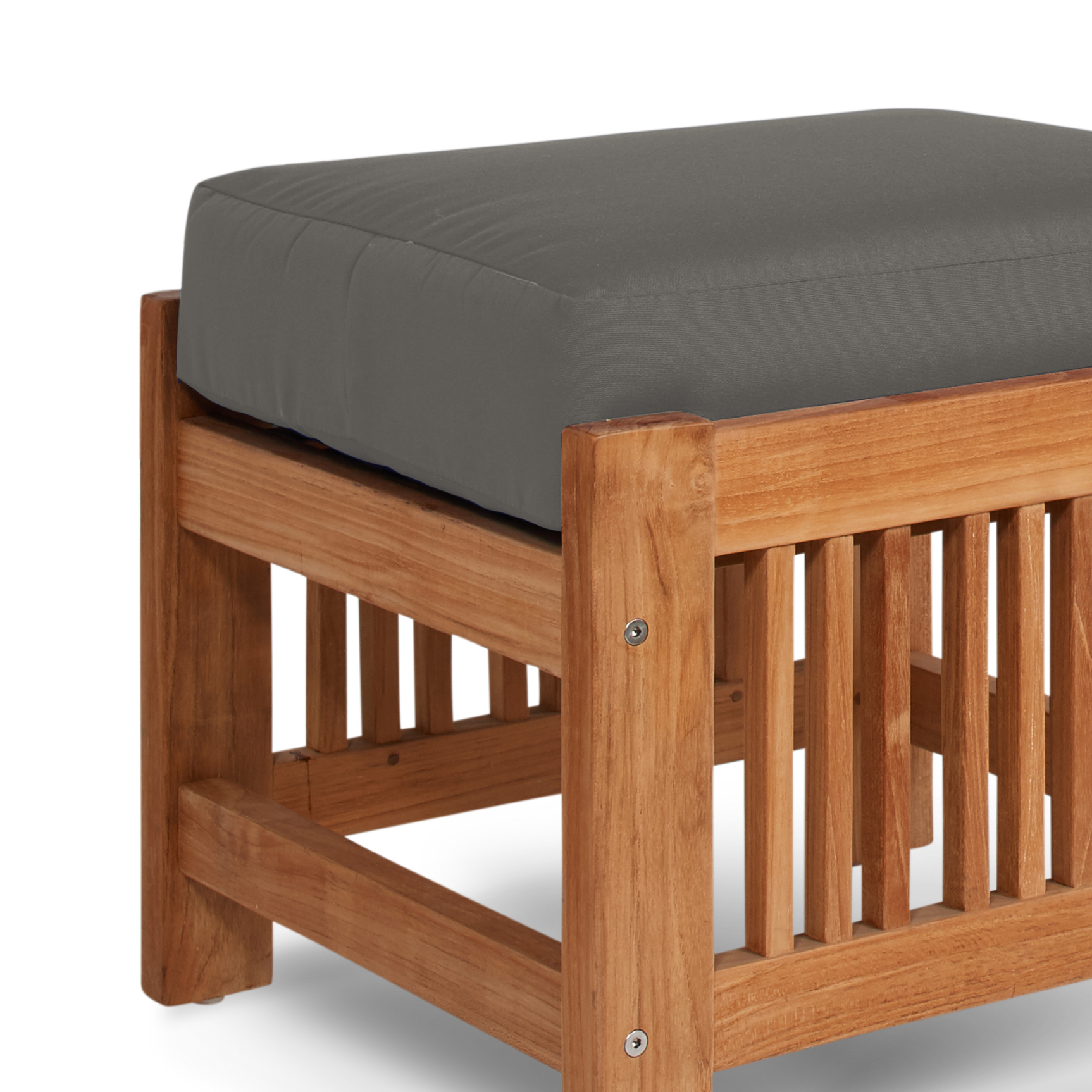 Summer Teak Charcoal Outdoor Ottoman with Sunbrella® Cushion - Ornate Home