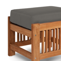 Summer Teak Charcoal Outdoor Ottoman with Sunbrella® Cushion - Ornate Home