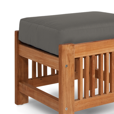 Summer Teak Charcoal Outdoor Ottoman with Sunbrella® Cushion - Ornate Home