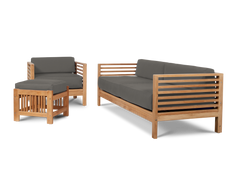 Summer Teak Charcoal Outdoor Sofa with Sunbrella® Cushion - Ornate Home