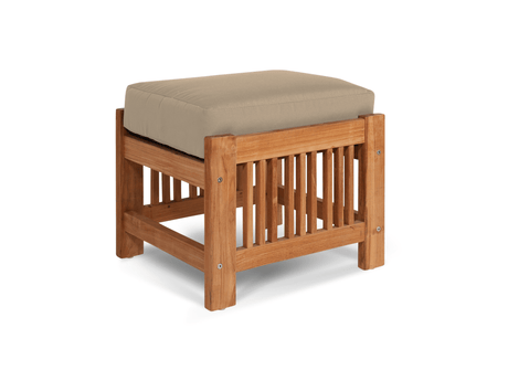 Summer Teak Fawn Outdoor Ottoman with Sunbrella® Cushion - Ornate Home