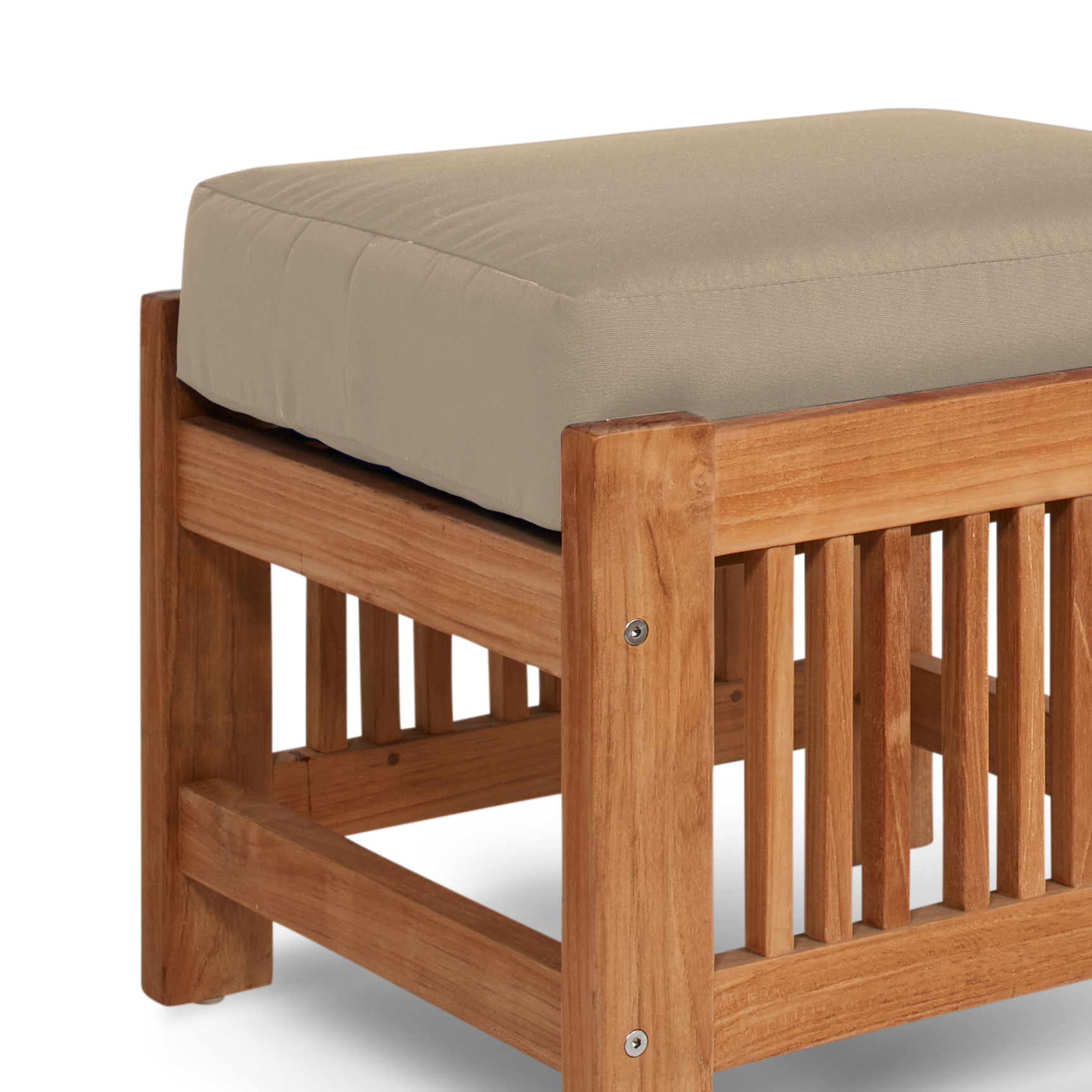 Summer Teak Fawn Outdoor Ottoman with Sunbrella® Cushion - Ornate Home